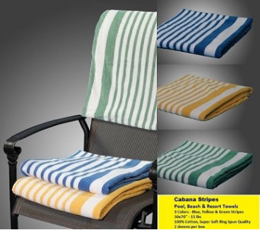 30" x 70" Cabana Tropical Stripe Pool Towels, Green/White (per dozen)