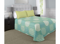 120" x 118" Martex Rx Bedspread, King Size, Circle & Stripes Aqua