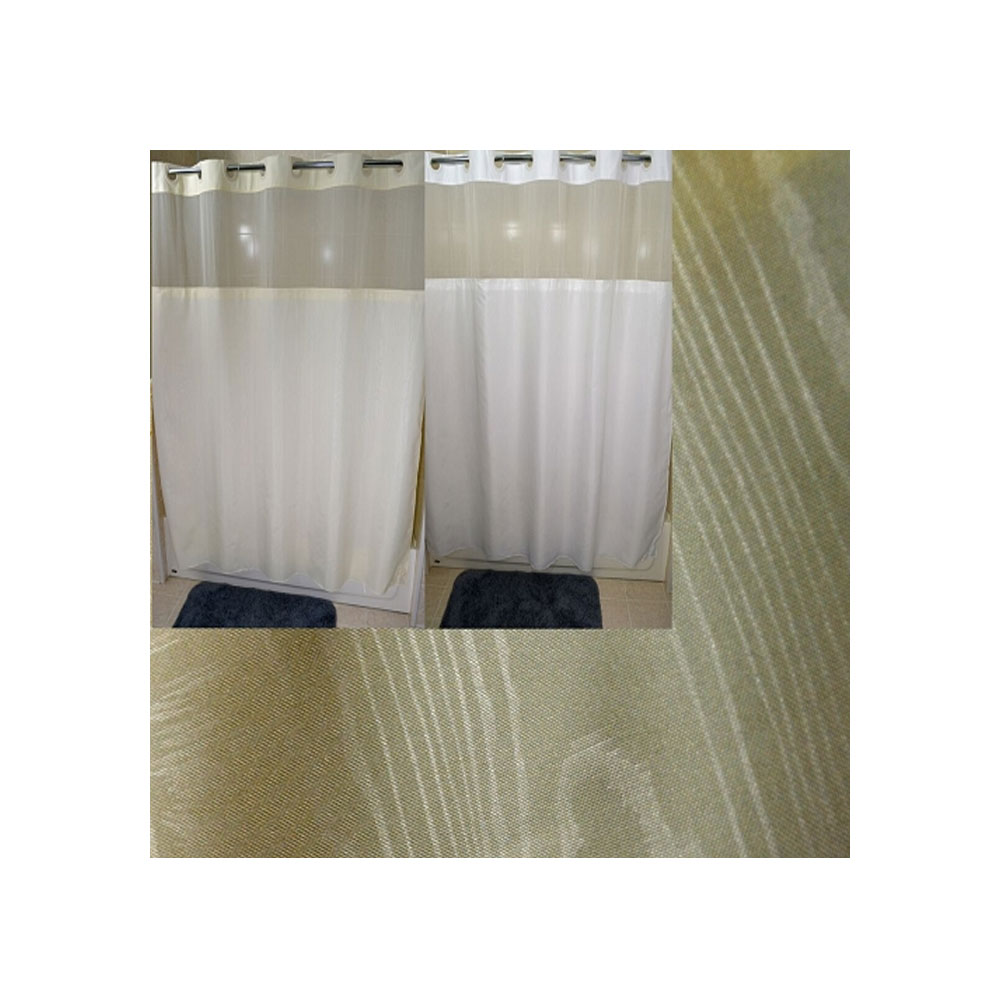 72quot; x 74quot; EzyHang Moire Shower Curtain with Voile Window and SnapAway Liner, Beige