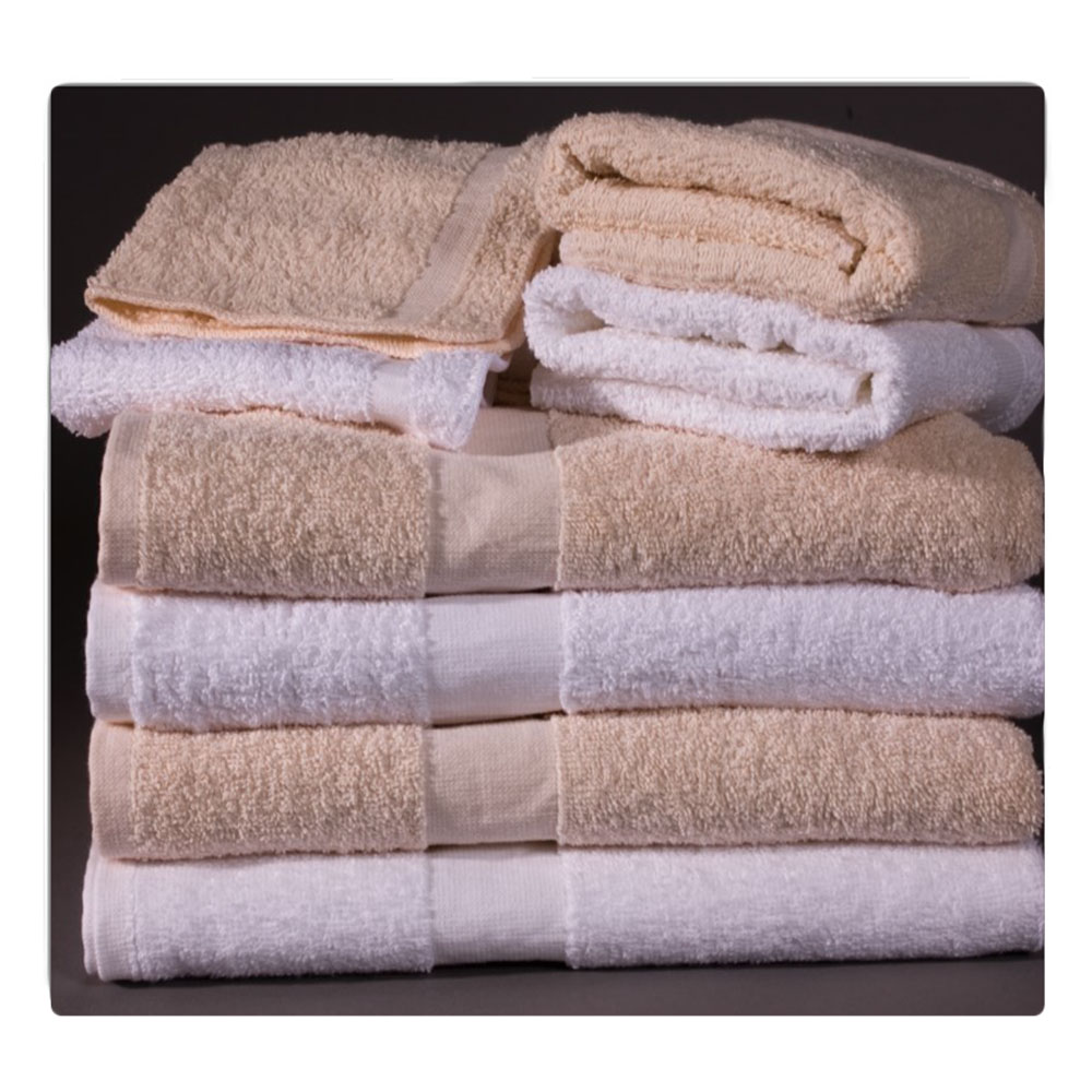 16 x 27 3.0 lbs. CAM Border Hotel Hand Towels, Beige