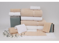 27" x 50" 14 lb. Crown Touch™ Beige Hotel Bath Towel
