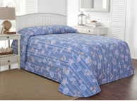 100" x 118" Martex Rx Bedspread, Queen Size, Shells & Stripes