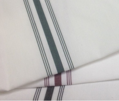 18" x 22" Cotton Craft Dynasty Bistro Napkins,  7.2 oz, White/Forest Green, Per Dozen