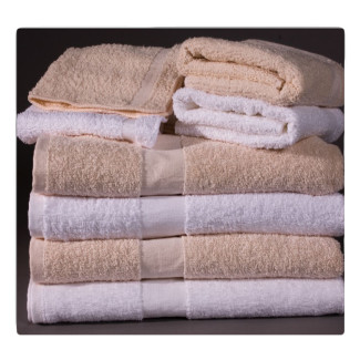 20" x 40" White 5.5 lb CAM Border Hotel Bath Towels