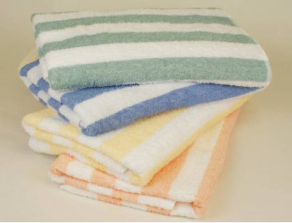 30" x 60" Fibertone™ Cabana Stripe Pool Towels, 13 lb, Tan